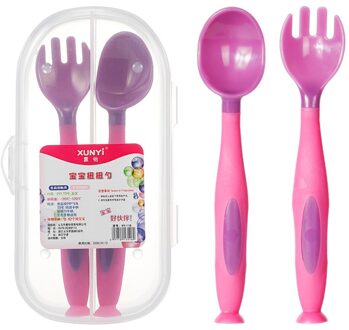 Baby Gadgets Servies Set Kinderen Gebruiksvoorwerp Rvs Peuter Servies Bestek Cartoon Baby Voedsel Voeden Lepel Vork Paars