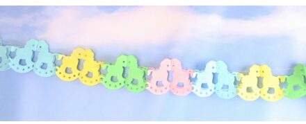 Baby geboren slinger - babyshower - 600 cm - papier - versiering - hobbelpaarden thema Multi