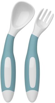 Baby Gebruiksvoorwerpen Set Extra Voedsel Peuter Leren Eten Training Buigbare Zachte Lepel Vork Zuigeling Kinderen Servies wit