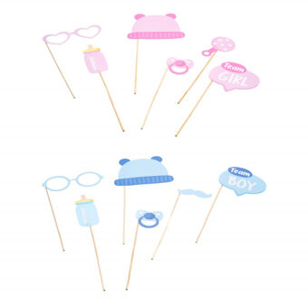 Baby Gender Reveal foto prop set - 12-delig - roze/blauw