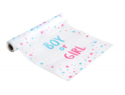Baby Gender Reveal tafelloper - roze/blauw - Boy or Girl - 5m