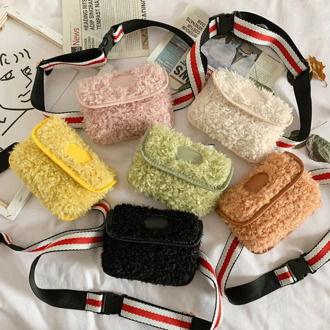 Baby Gilrs Waist Bags Plush Chest Bag for Boys and Girls Simple Fashion Shoulder Bag Crossbody Bag Children Casual Belt Bags