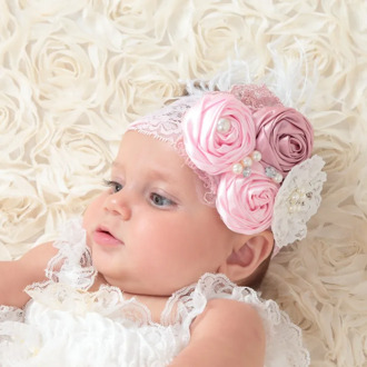 Baby Girl Headband Newborn Hairbands Satin Rosettes Lace Elastic Band Baby Hair Accessories for girl gifts Photography Props