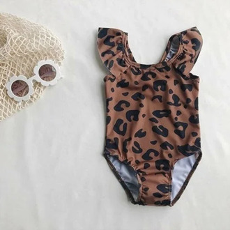 baby girl leopard one piece swimwear kids swimsuit beach suit bathing swimming clothes