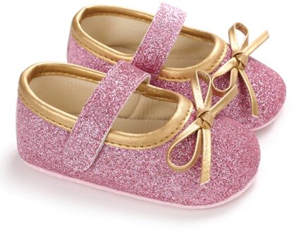 Baby Girl Leuke Strik Anti-Slip Casual Sneakers Peuter Zachte Zolen Prinses Wandelschoenen P / 7-12 Months