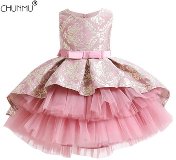 Baby Girls Clothes Elegant Lace Jacquard Wedding Tutu Princess Dress For Girl Ceremony Birthday Party Dress Girl Dress
