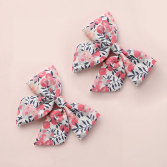 Baby Girls Hair Bows Clips Floral Printing Hair Pin For Children Cotton Barrette Kids Summer Country Hair Accessories 2Pcs/Set