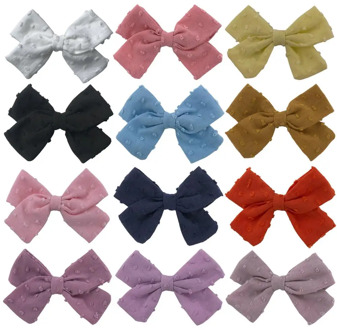 Baby Girls Hair Clips Bubble Jacquard Fabric Bow Barrette For kids Polka Dot Hairpin Cotton Linen Side Clip Children Vocation