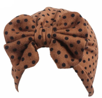 Baby Girls Knitted Polka Dot Floral Print Turban Hat Bowknot Beanie Cap Elastic