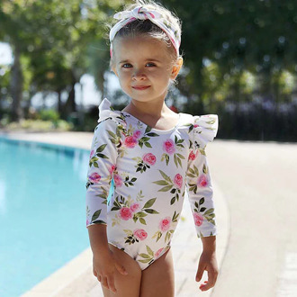 Baby Girls Swimwear 2020 Summer Cute Long Sleeve Toddler One Piece Swimsuit Bathing Suit Swimming Suit Children's Swim suit