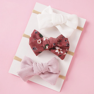 Baby Hair Bows Headband Corduroy Head Bands For Girls Floral Hair Accessories Newborn Photo Props Infant Hairbands 3Pcs/Lot