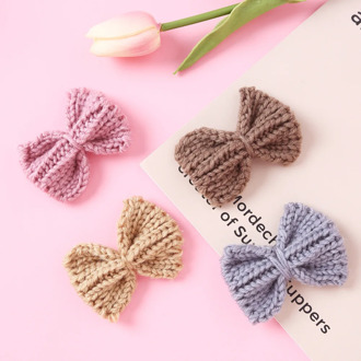 Baby Hair Clips Bows Girls Winter Woolen Hairpins Ins Candy Color Barrettes Children Party Princess Hair Accessories