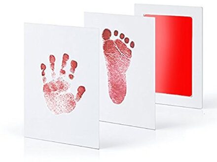 Baby Handafdruk Voetafdruk Ink Pads zonder Inkt-Touch Veilig Print Kit voor Baby Shower eerste 1st verjaardag Doop gedoopt rood