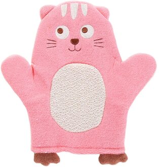 Baby Handdoek Katoen Super Zachte Leuke Wrijven Cartoon Bad Sponzen Douche Borstel Baby Handschoenen Roze