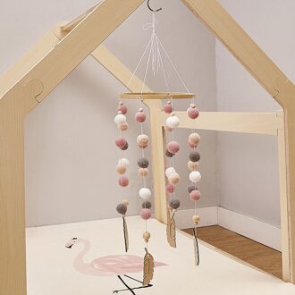 Baby Handgemaakte Kwekerij Kinderkamer Decoratie Duurzaam Vilt Bal Craft Houten Bed Opknoping Foto Props Mooie Windgong