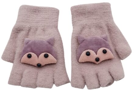 Baby Handschoenen Winter Kids Handschoen Baby Jongen Meisje Warm Cartoon Patchwork Half Vinger Vingerloze Wanten Handschoenen Baby Handschoenen Handschoene Roze