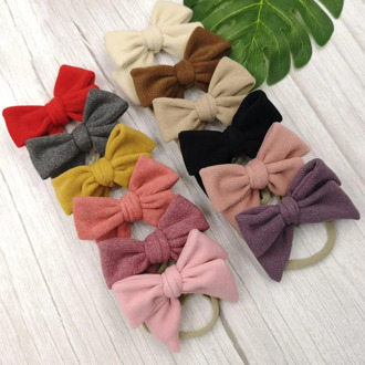 Baby Headband Bow Headbands For Girl Woolen Head Band Thin Nylon Hairband Newborn Photography props Toddler Hair Accessories