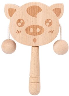 Baby Houten Cartoon Traditionele Spinning Muziek Rammelaar Drum Hand Bell Musical Educatief Speelgoed 1