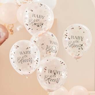 Baby In Bloom Confetti Ballonnen (5st) Wit - Transparant