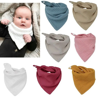 Baby Infant Cotton Bib Newborn Solid Color Triangle Scarf Feeding Saliva Towel Bandana Burp Cloth Boy Girl Shower Gift