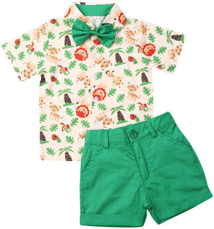 Baby Jongen Jongens Kleding Gentleman Formele Pak Set Peuter Kids Lions Tijger Korte Mouw Shorts Zomer Outfits 2 stuks 3T