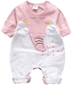 Baby Jongen Meisje Kleding Herfst Casual Cartoon Print Romper Baby Lange Mouw Kinderen Jumpsuit Outfits Roze / 6m