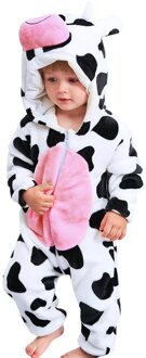 Baby Jongen Meisje Kleding Set Baby Baby Flanel Cartoon Vlekken Koe Print Hooded Romper Jumpsuit Sets 3-4