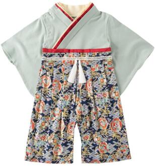 Baby Jongens Meisjes Kleding Japanse Stijl Kids Romper Retro Badjas Uniform Zuigelingen Pyjama Lange Mouwen Gedrukt Kimono A204 18M(90cm)