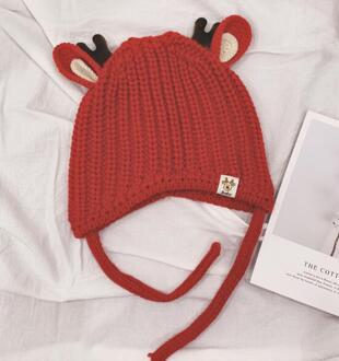 Baby Jongens Meisjes Rendier Beanie Kids Kerst Hoeden Knit Cap Elanden Hoorn Winter Hoed Rood