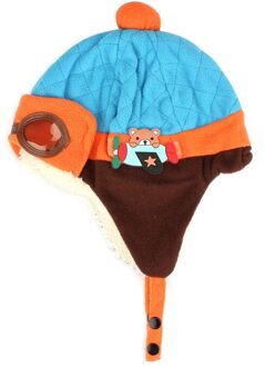 Baby Jongens Winter Warm Cap Hat Beanie Pilot Haak Oorklep Hoeden Baby Zachte Katoenen Cap Kerstcadeaus Laagste prijs blauw