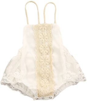 Baby Kant-Joint Korte Romper, Meisjes Bloemen Haak Mouwloze Backless Jumpsuit Voor De Zomer 2 / 24M