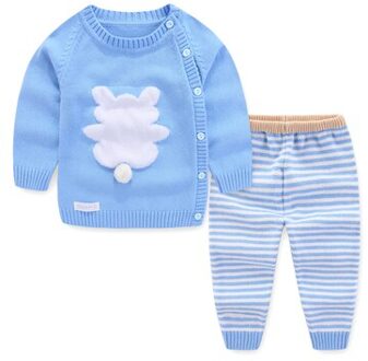 Baby katoenen trui, winter trui lucht blauw / 12m