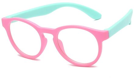 Baby Kids Anti Blauw Licht Bril Ultralight Kinderen Jongen Meisjes Flexibele Computer Transparante Leuke Brillen Brillen UV400 roze groen