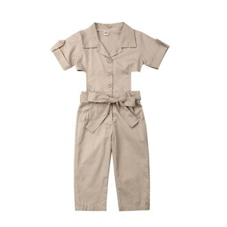 Baby Kids Baby Meisjes Romper Kids Overalls Lente Herfst Mode Kleding Solid Sjerpen Riem Jumpsuits Kleding 2-7Y 7T