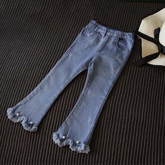 Baby Kids Jeans En Najaar Kinderen Broek Effen Kleur Casual Flared Broek Meisjes Trend Jeans Kinderen Kleding 8