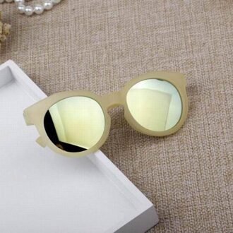 Baby Kids Zonnebril Meisje Zwarte Kinderen Zonnebril Anti-Uv Zonwering Brillen Jongen Bril Goggle UV400 geel kader goud