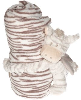 Baby/kinder dekentje met zebra knuffel