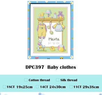 Baby Kleding Telpatroon Aida Stof 18ct 14ct 11ct Unprint Canvas Katoenen Draad Kruissteek Borduren Set katoen draad / 11ct unprint canvas