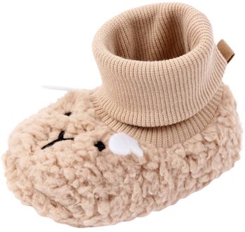 Baby Laarzen Winter Baby Boy Meisjes antislip Cartoon Warm Sokken Schoenen Prewalker Cartoon Leuke Animatie Slip-on katoenen Baby Boot khaki / 6