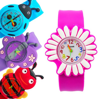 Baby Learn Time Children Watch Cartoon Ladybug/Butterfly/Bee/flower Toy Kids Watches Child Clock for Girls Boys New Year's Gift