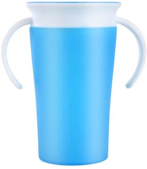 Baby Leren Drinkbeker 360 Graden Water Melk Stro Fles Met Handvat Lekvrije Veilig Leren Drinken Training Cup blauw