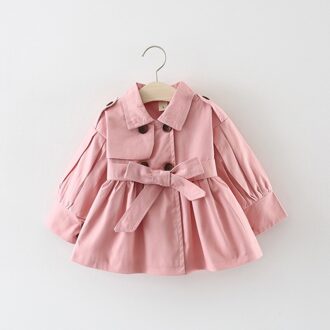 Baby Lotus Herfst Winter Kids Trenchcoat kinderen Baby Meisje Kleding Windjack Mode Effen Kleur Peuter Trenchcoat roze / 2T