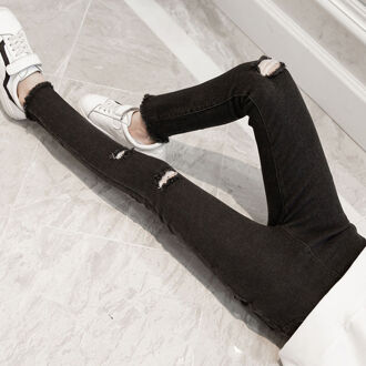 Baby Meisje Jeans Herfst kinderen Zwart Denim Broek Kids Meisjes Dunne Potlood Broek Ripped Jeans voor meisjes Broek 5T