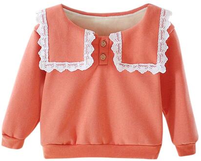 Baby Meisje Kids Sweatershirt Comfort Soft Lange Mouwen Trend Knoppen Stiksels Ademende Tops Koreaanse Kleding Oranje / 18m