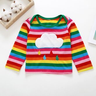 Baby Meisje Kleding Herfst Regenboog Gestreepte T-shirt Kids Kinderen Lange Mouw Mode Zachte Katoenen Tops Blouse 18m