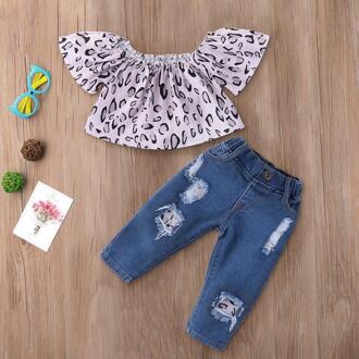 Baby Meisje Kleding Set Mode Baby Leopard Top En Jeans Set Zomer Meisje Outfit Set 6m