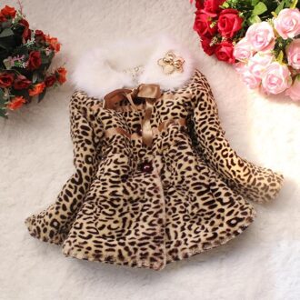 Baby meisje luipaard jas dikke katoenen warme faux bontkraag jas voor 2-6yrs meisje peuter kinderen Winter parka jas bovenkleding 24M