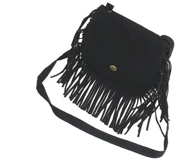 Baby Meisje Mode Kwastje Messenger Bag Kids Handtassen Mini Portemonnee Kinderen Solid Suede Stof Crossbody Schoudertassen zwart