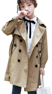 Baby Meisje Windjack Lente Herfst Kinderen Katoen Double-Breasted Toevallige Bovenkleding Kinderen Trenchcoat 130cm