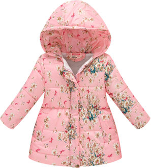 Baby Meisjes Jas Winterjas Voor Meisjes Jas Peuter Capuchon gewatteerde Bloemen Winddicht Jongens Jas Kinderkleding L30916 roze / 120